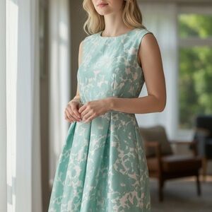 Julian Taylor Mint Green Floral Midi Dress